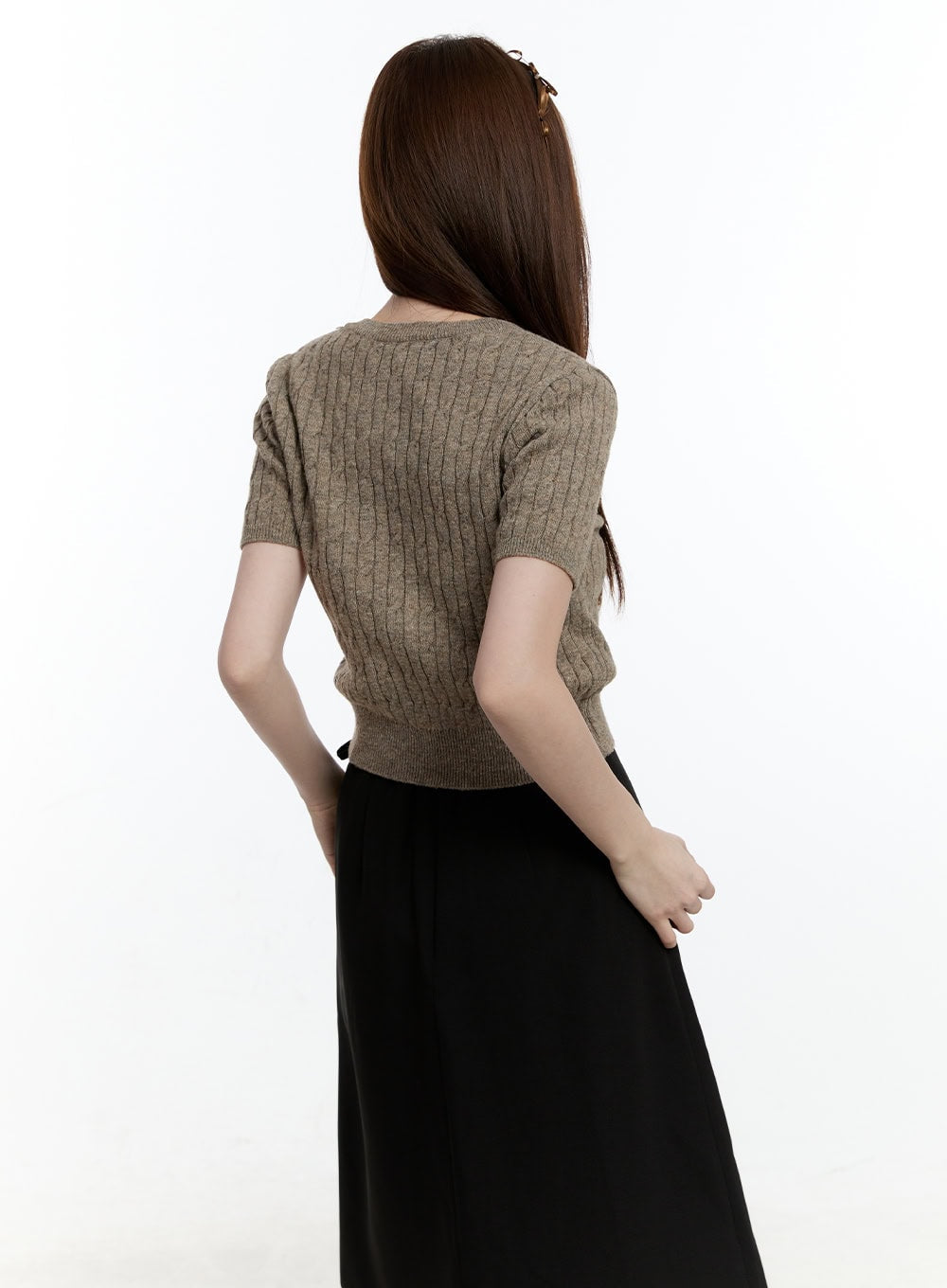 Cable Knit Short Sleeve Sweater CM521