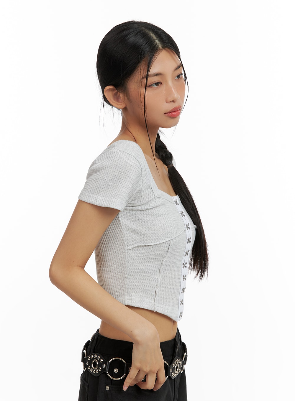 Buckle Square Neck Crop Top CA423