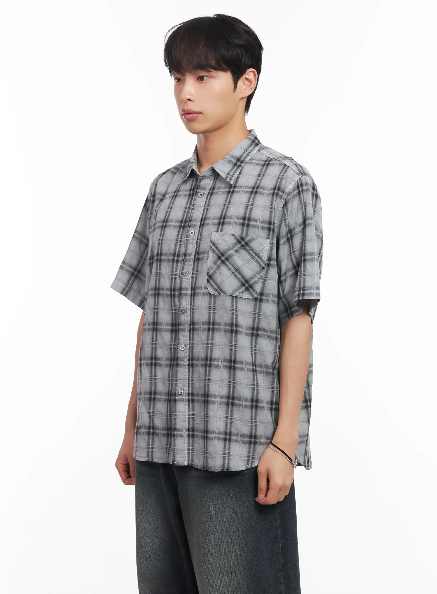 Men's Short-Sleeve Flannel Shirt IU519