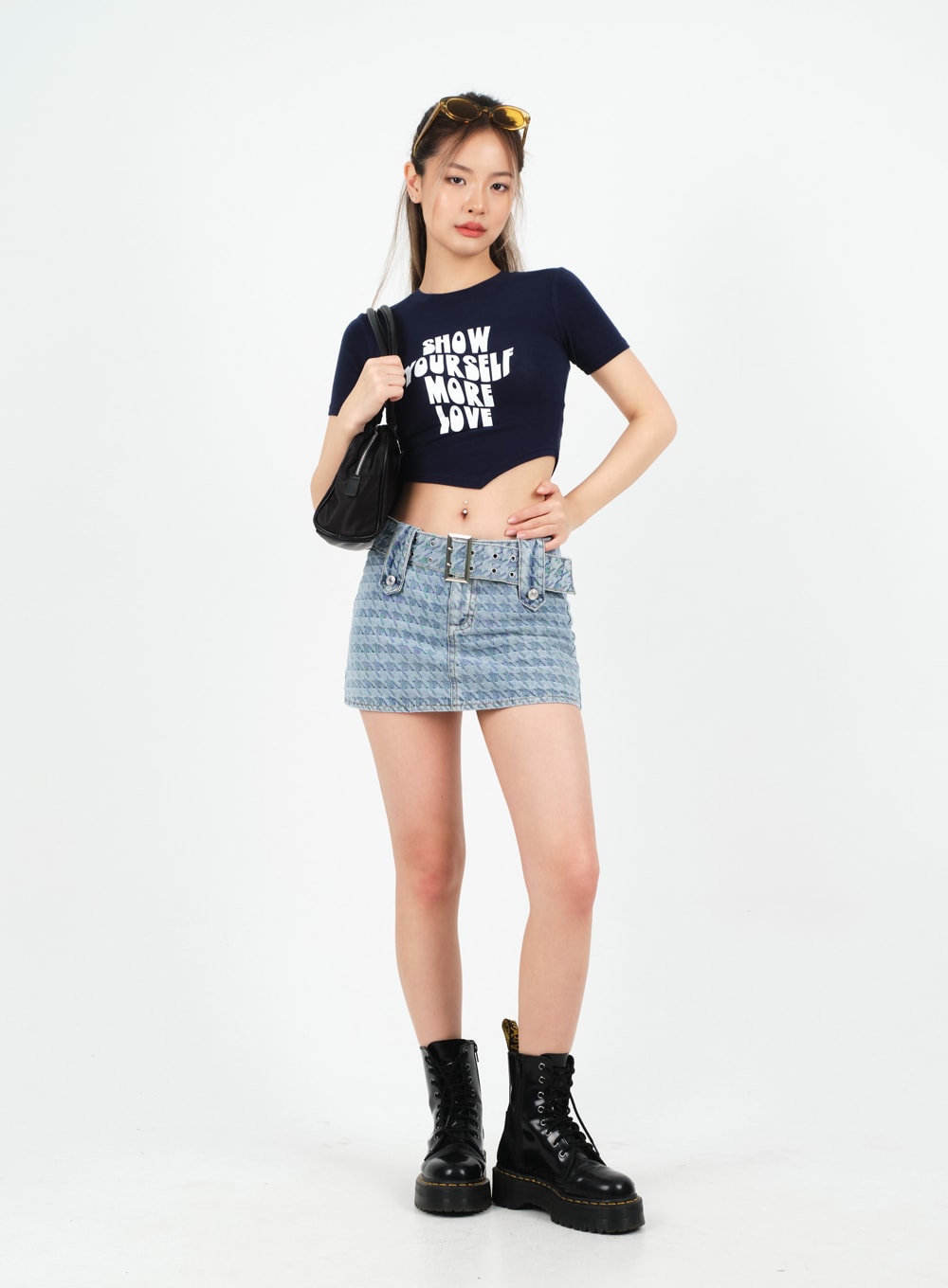 Low-Rise Micro Mini Skirt with Belt Set CM02