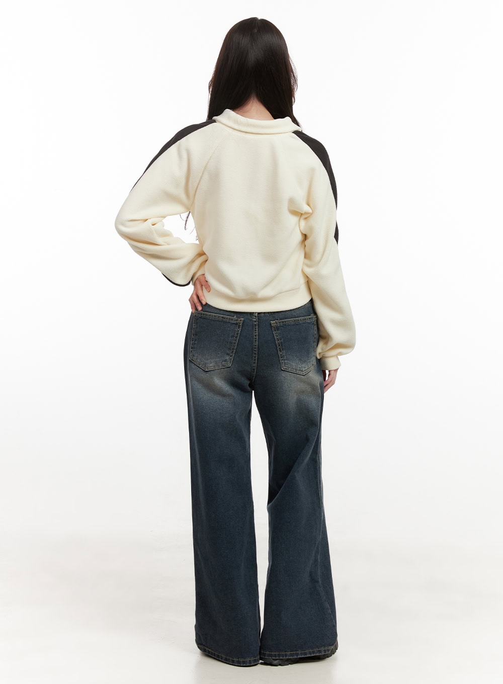 Fleece Lettering Zip Up Sweatshirt ON429