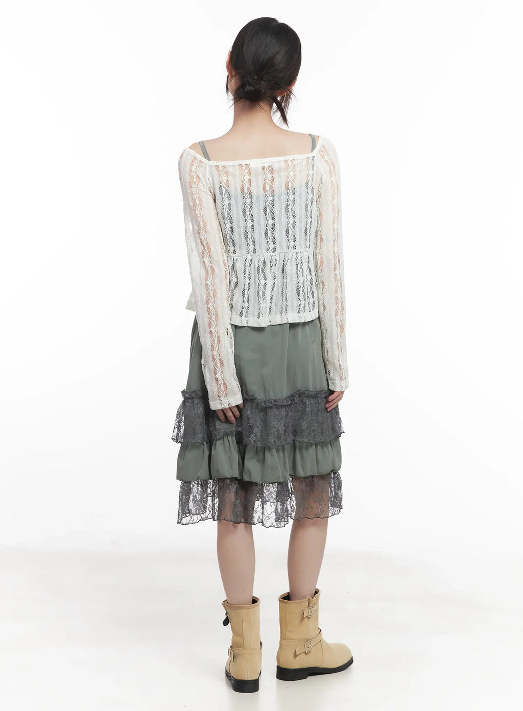 Sheer Lace Ribbon Cardigan CU518