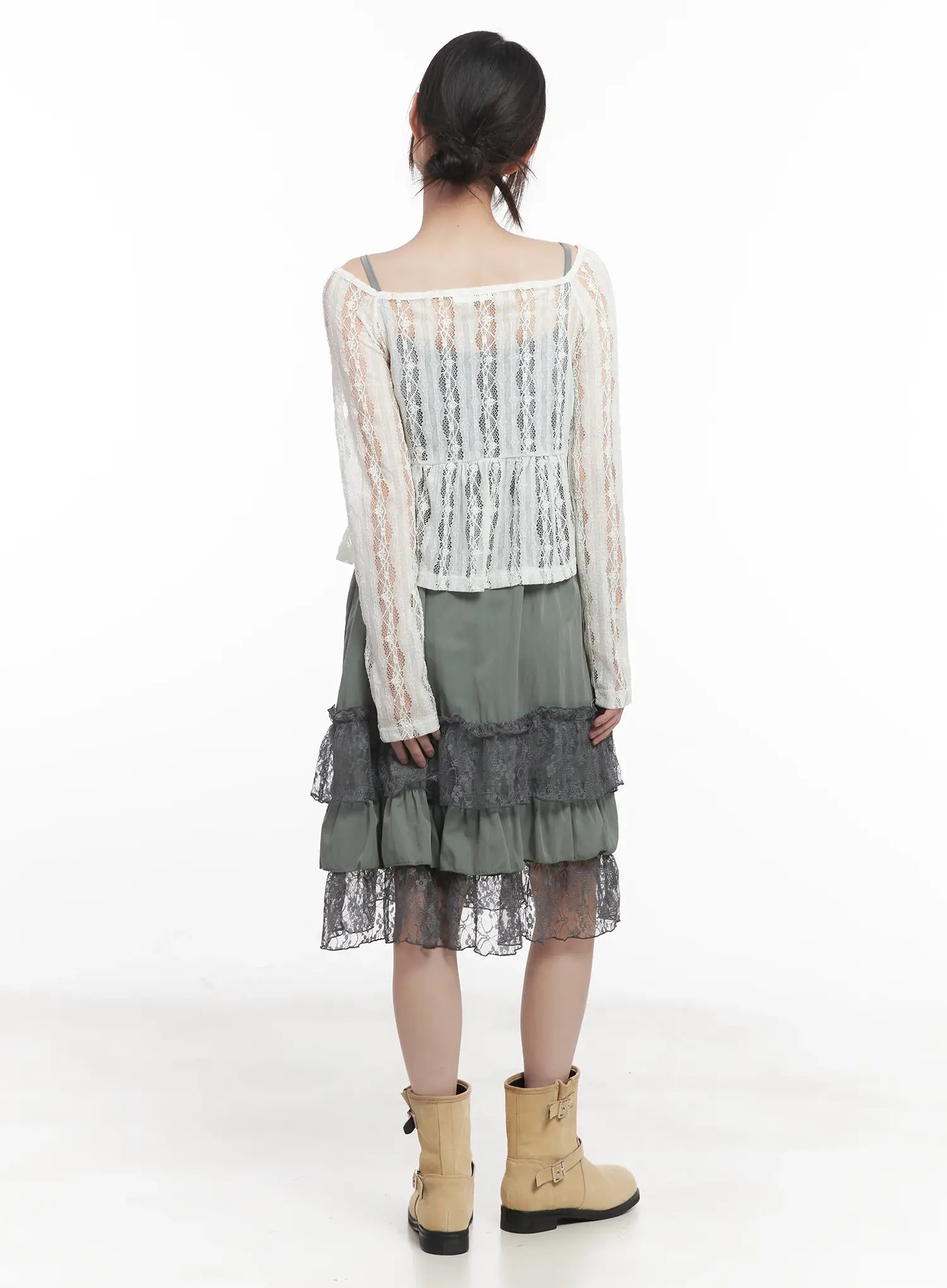 Sheer Lace Ribbon Cardigan CU518