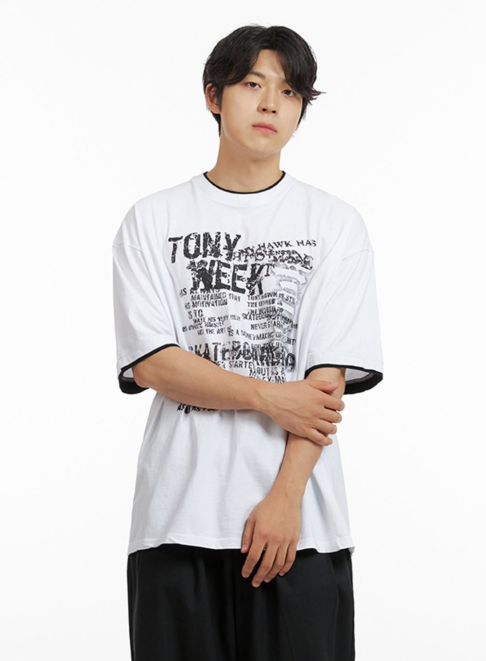 Men's Double Layer Graphic T-Shirt IG409