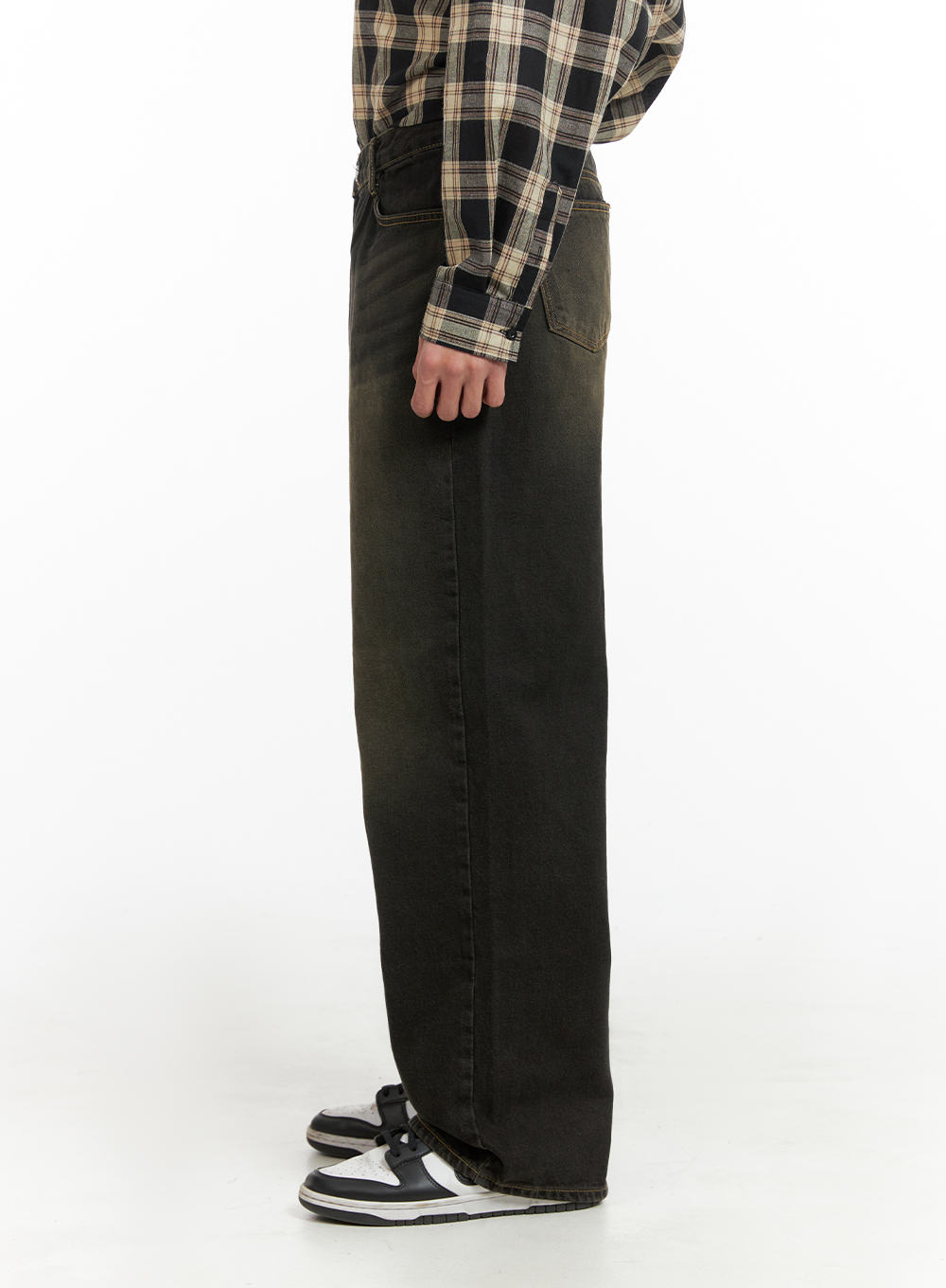 Men's Vintage Wash Wide Leg Jeans IA402