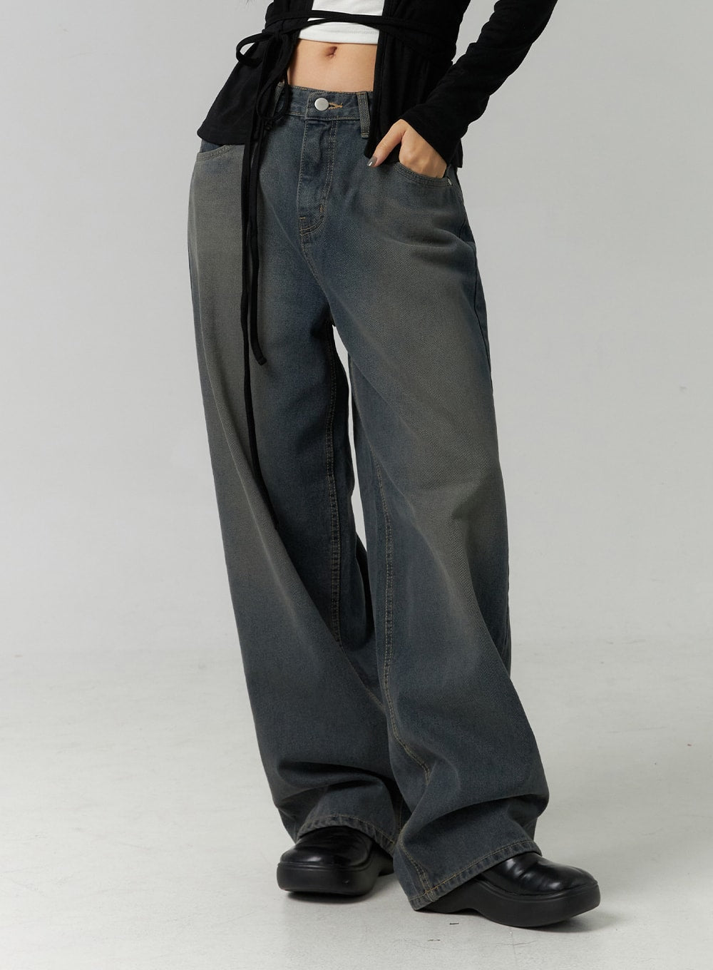 Wide Fit Washed Jeans CN324