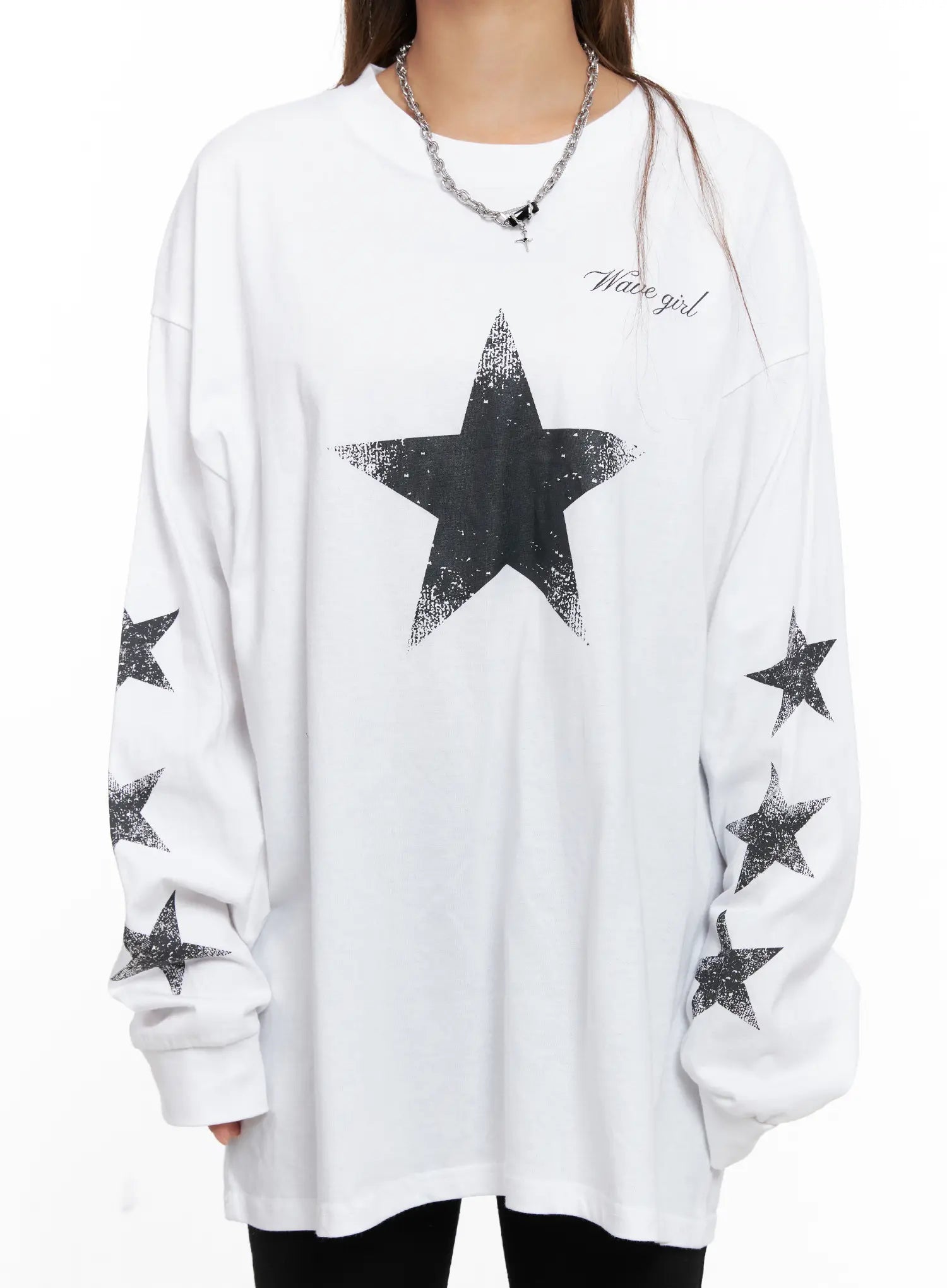 Oversized Graphic Star Long Sleeve Top CS522