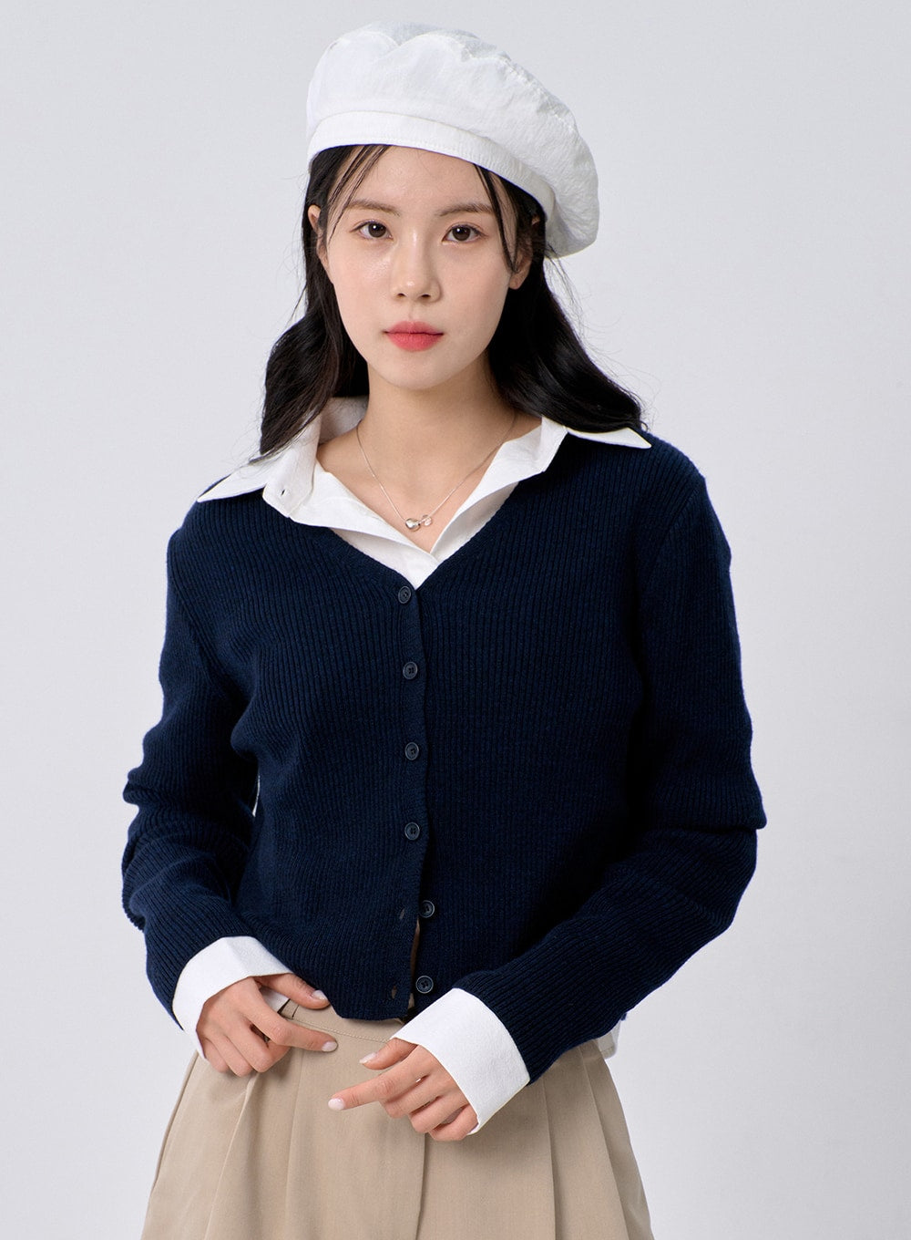 Ribbed Knit Cardigan OM329