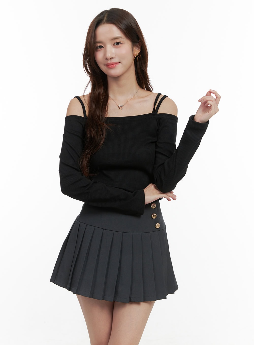 Solid Off-Shoulder Slim-Fit Top OO421