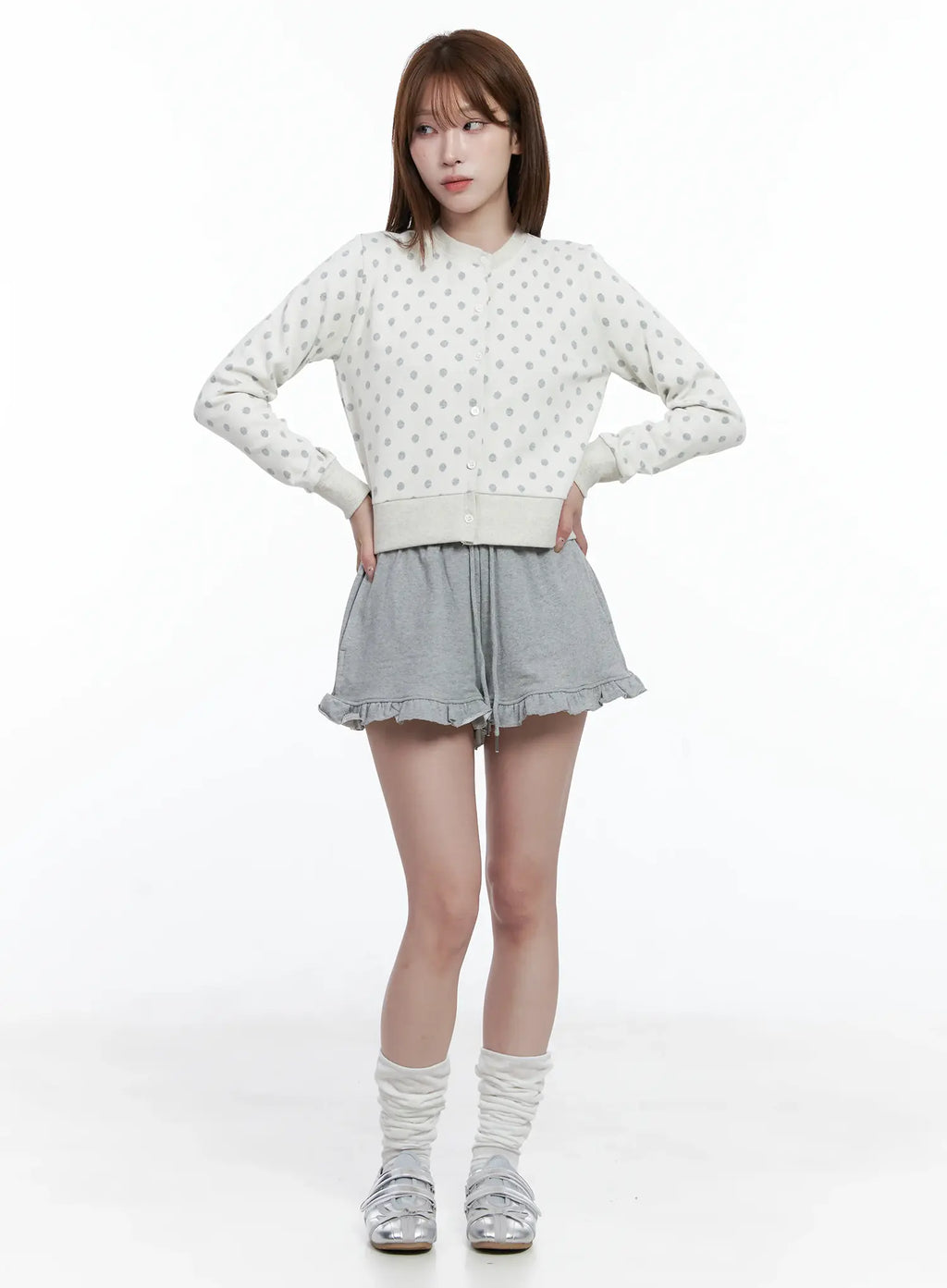 Polka-Dot Button-Up Cardigan CS501