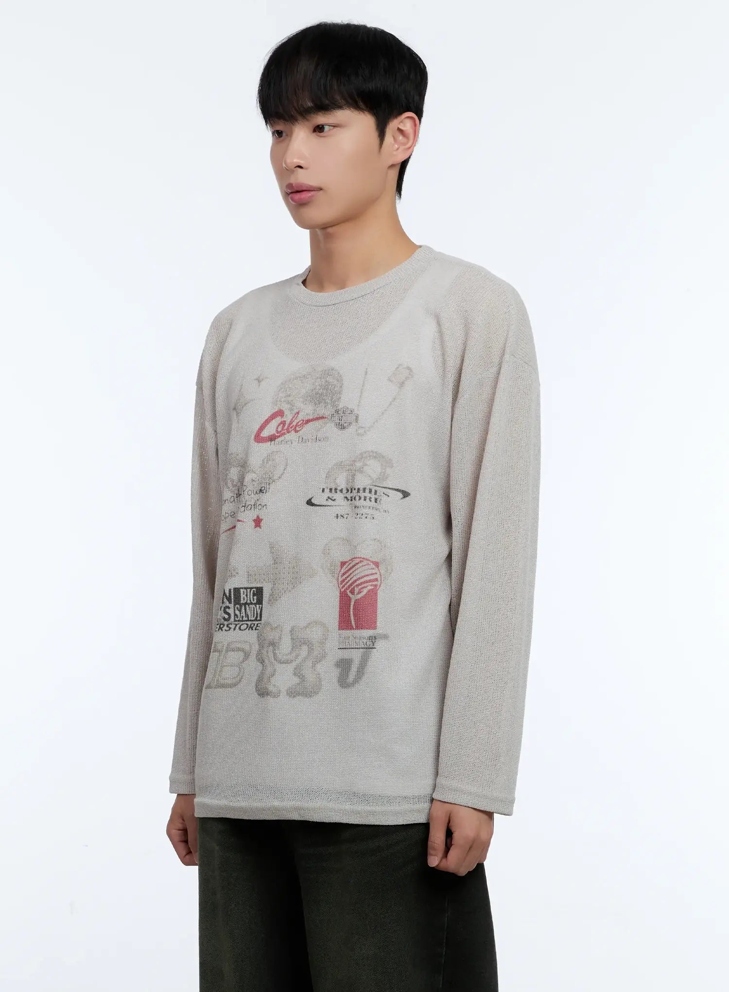 Men's Graphic Linen Long-Sleeve Tee IL515