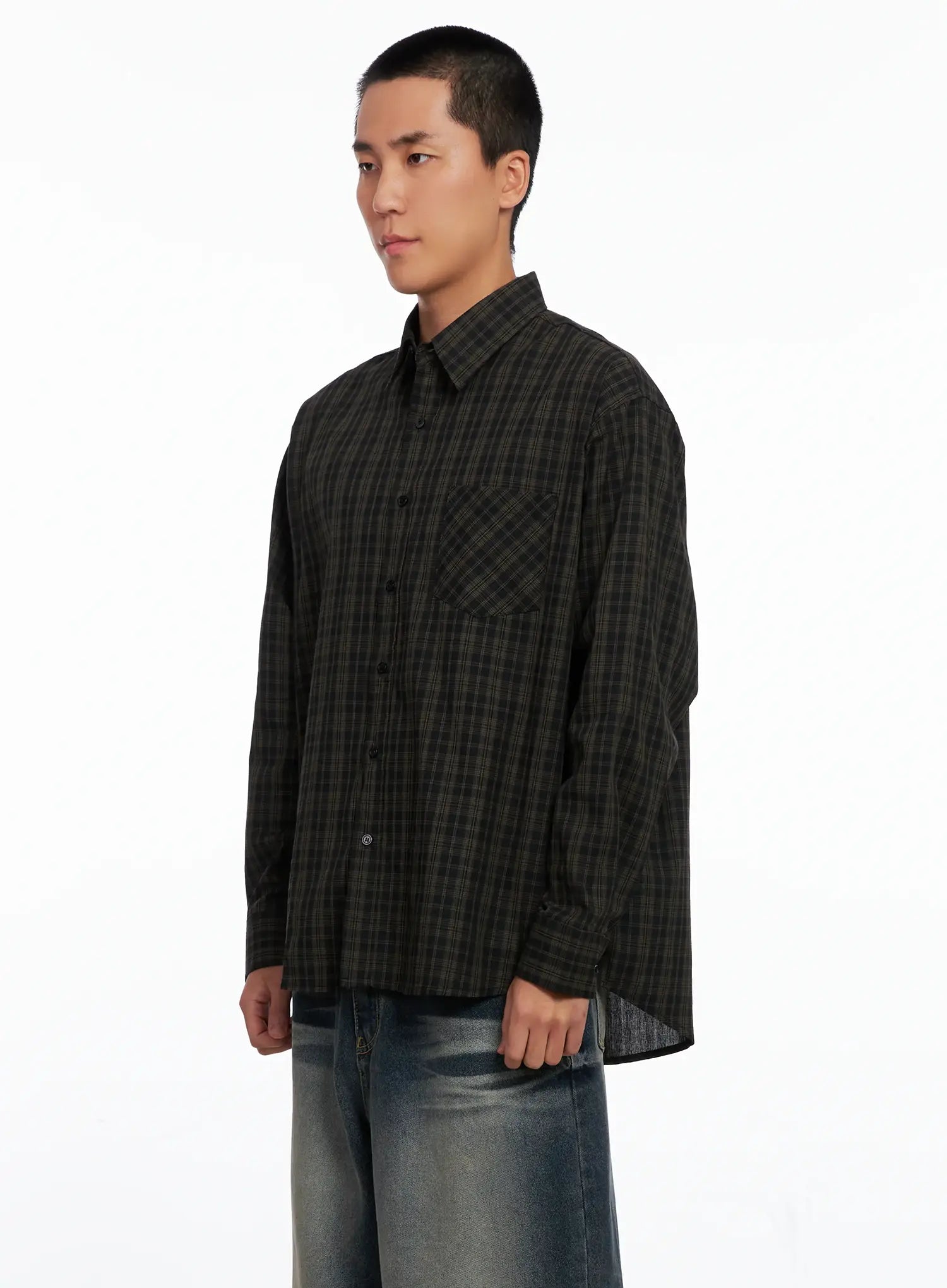 Men's Checkered Button Up Shirt IS510