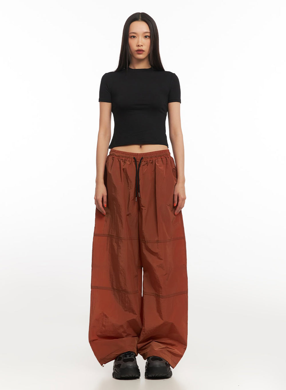 Adjustable Nylon Wide-Leg Pants IA504