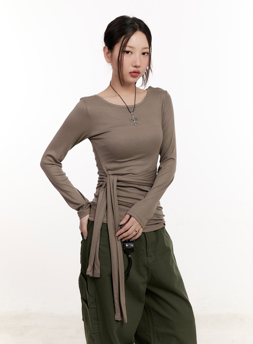 Wrap Tie Long-Sleeve Top CM510