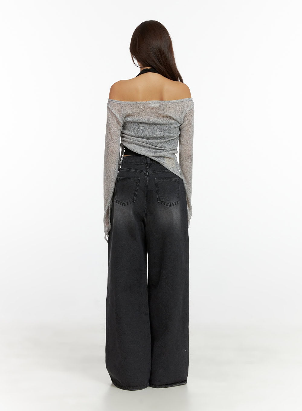 See-Through Off Shoulder Long Sleeve Top CL404