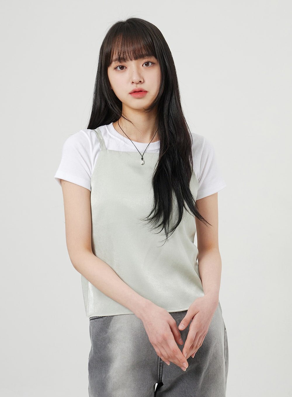 Satin Sleeveless Top OF327