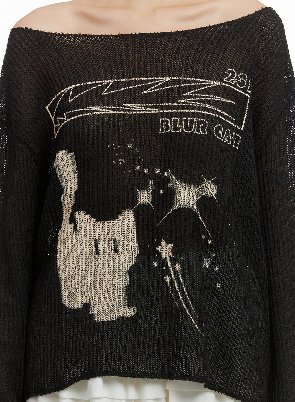 Printed Off-Shoulder Knit Top OS409