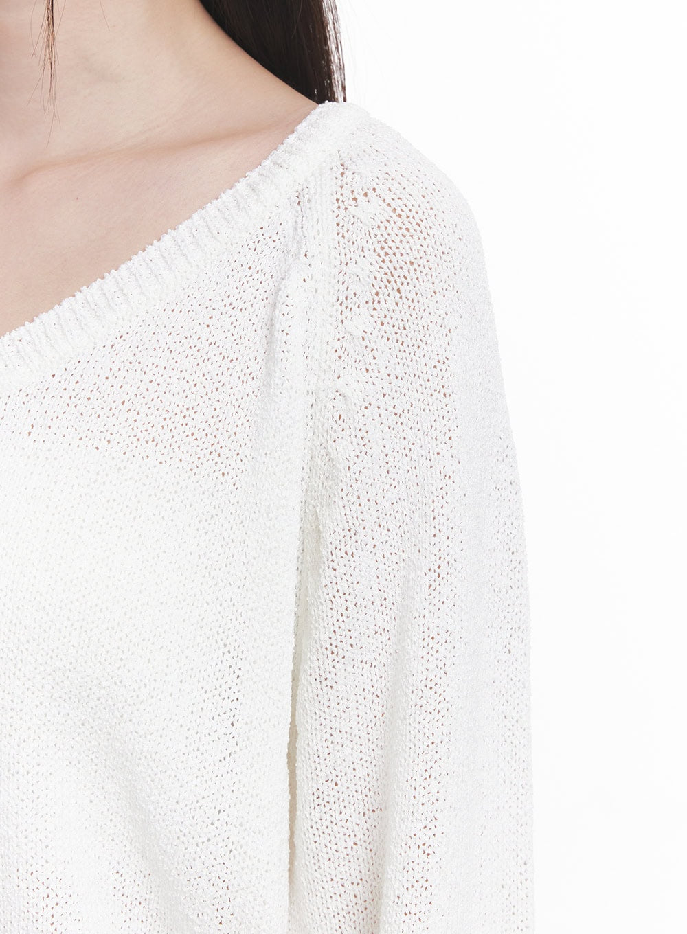 Sheer V-Neck Sweater Top IY509