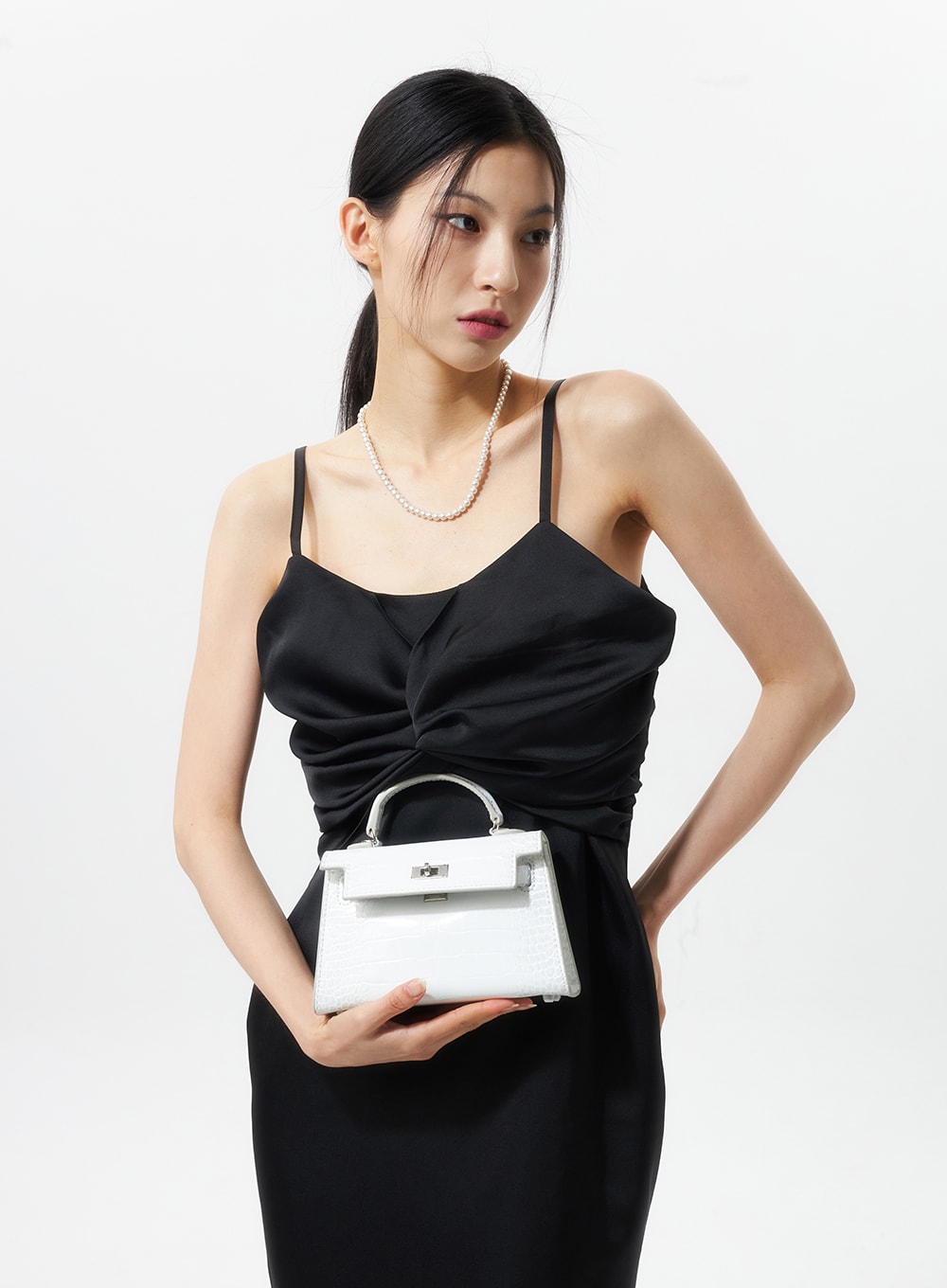 Cross Bust Satin Maxi Dress IU326