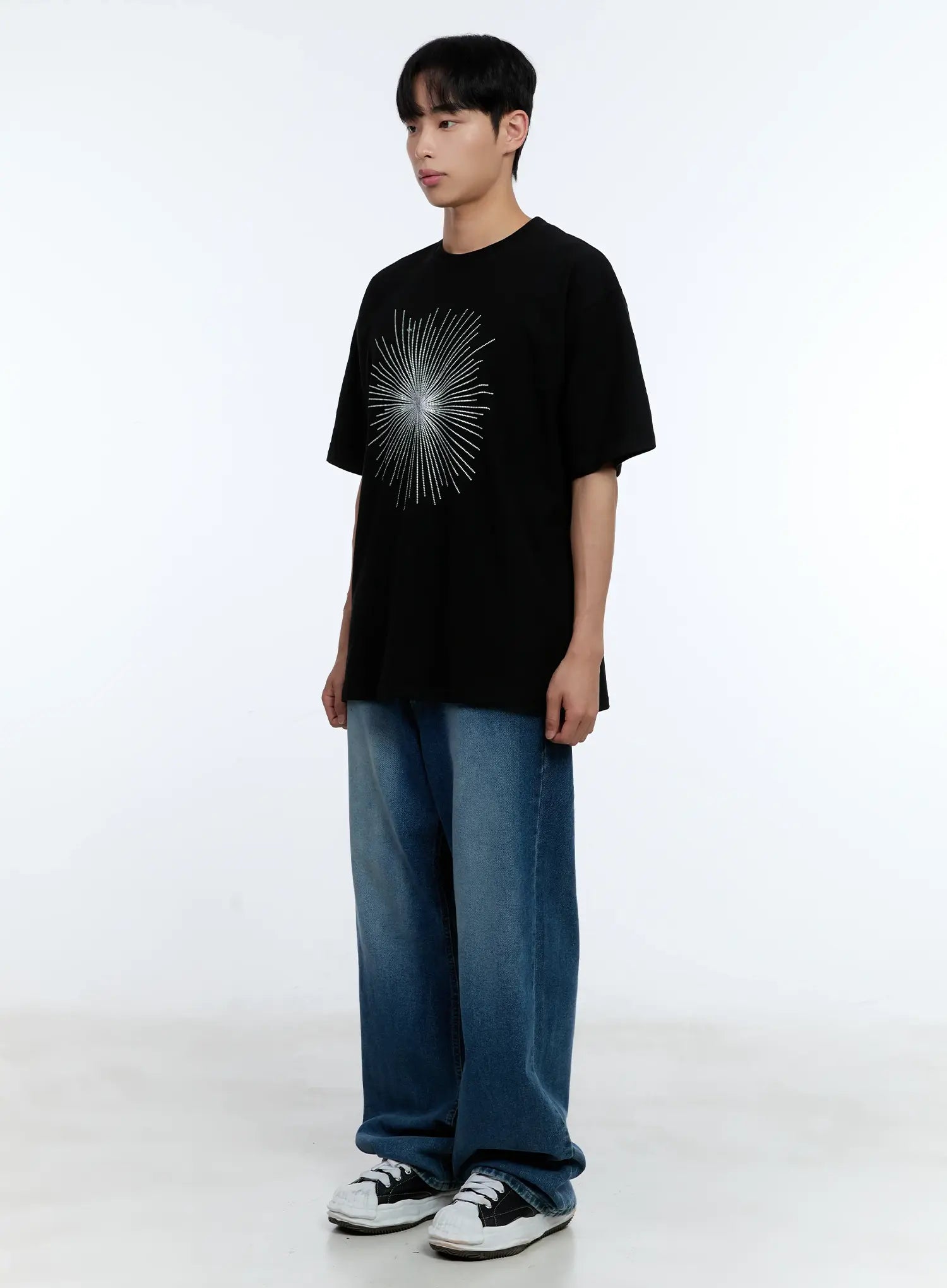 Men's Distressed Wide-Leg Denim Jeans IL515