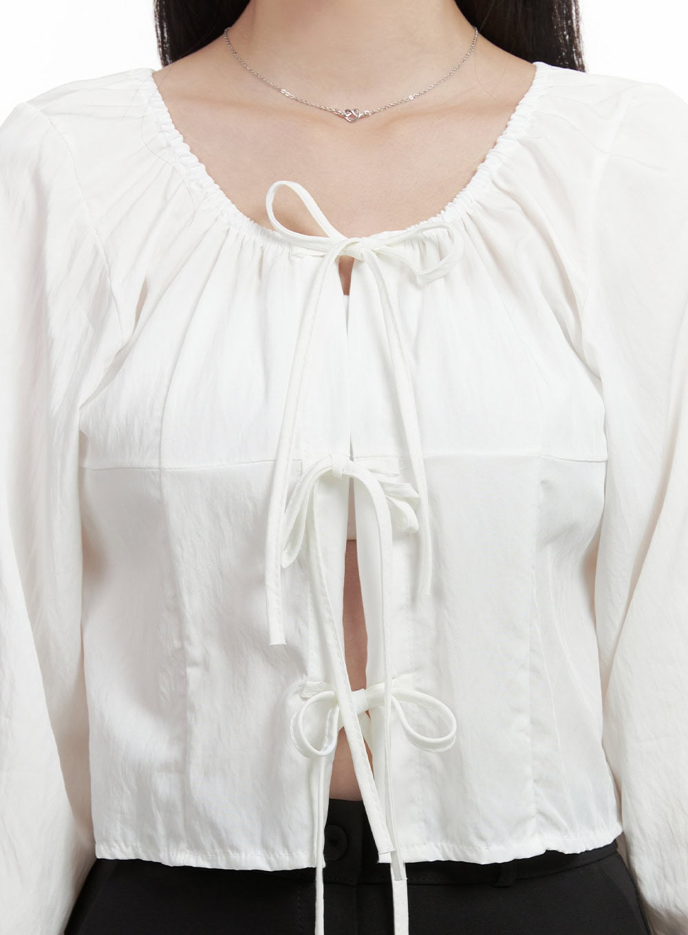 Ribbon Strap Ballon Blouse OS423