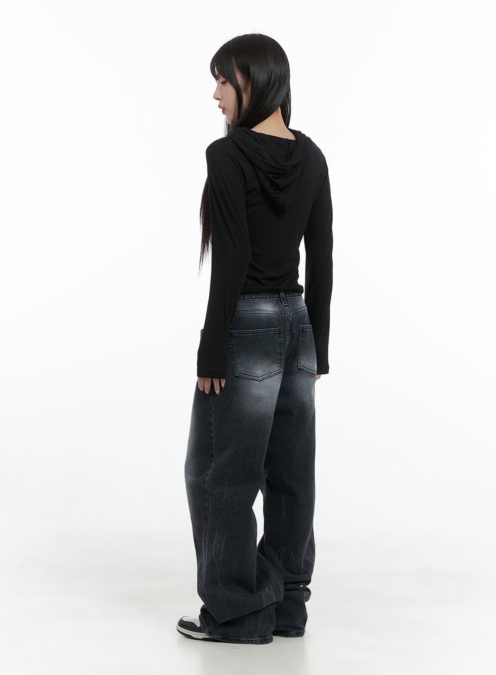 Printed Hand Warmer Long Sleeve Hood Top CS419