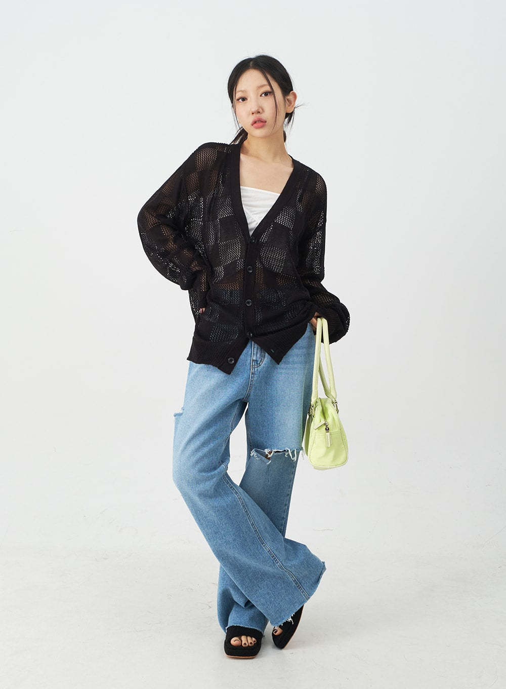 Checkered Oversized Cardigan CJ09