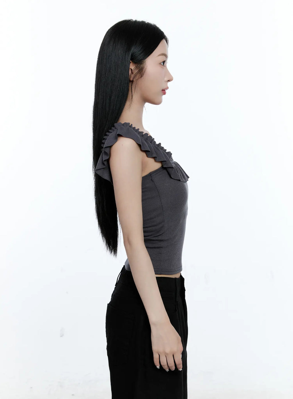 Ruffle Detail Square-Neck Top CG507