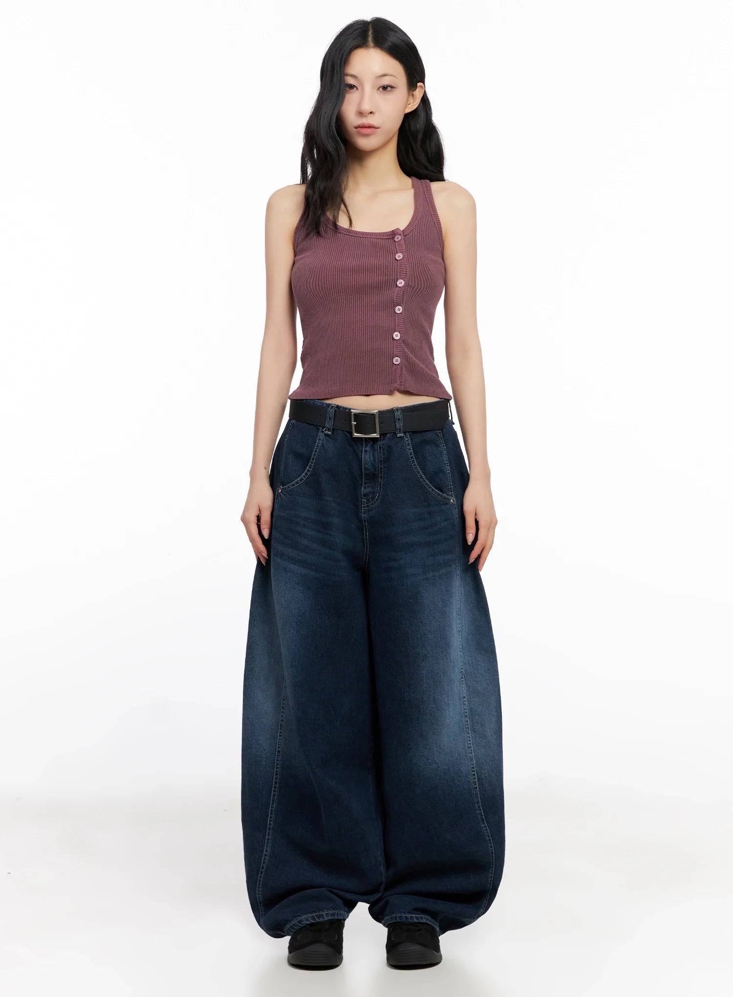 Ribbed Button-Up Tank Top IG508