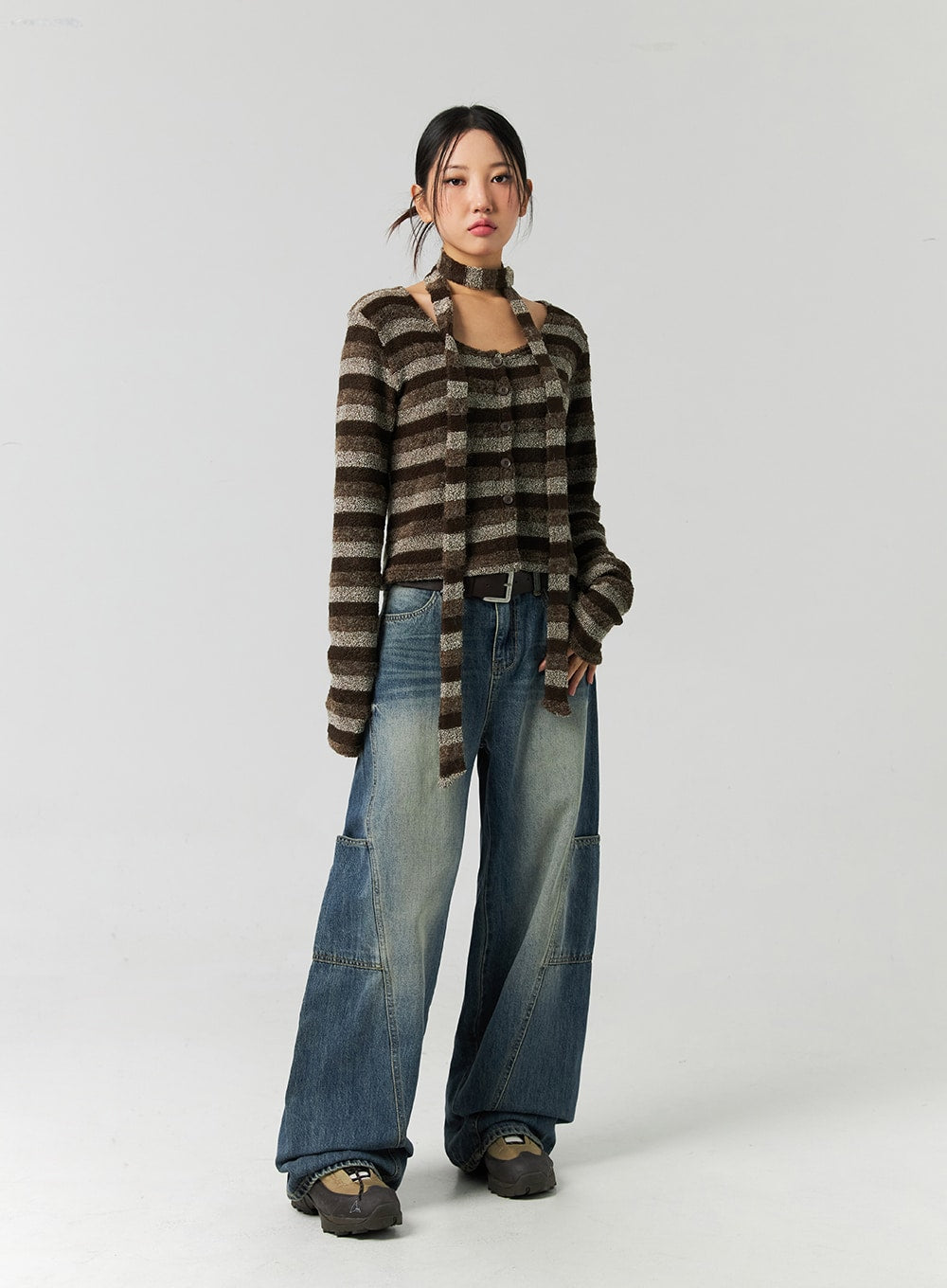 Washed Baggy Cargo Jeans CO323