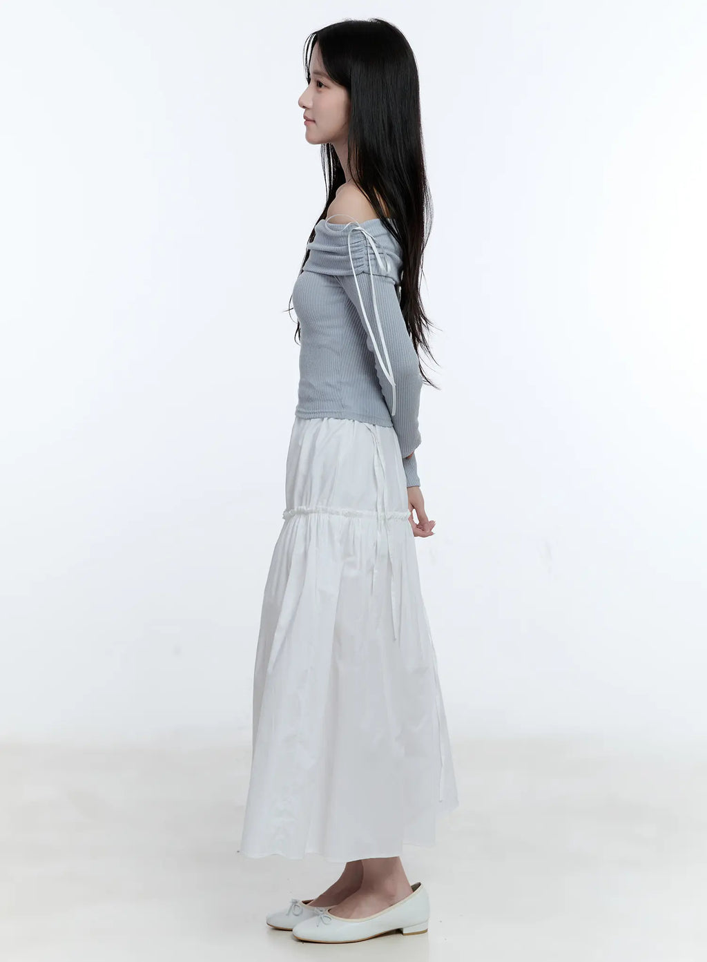 Off-Shoulder Ruched Knit Top CG512