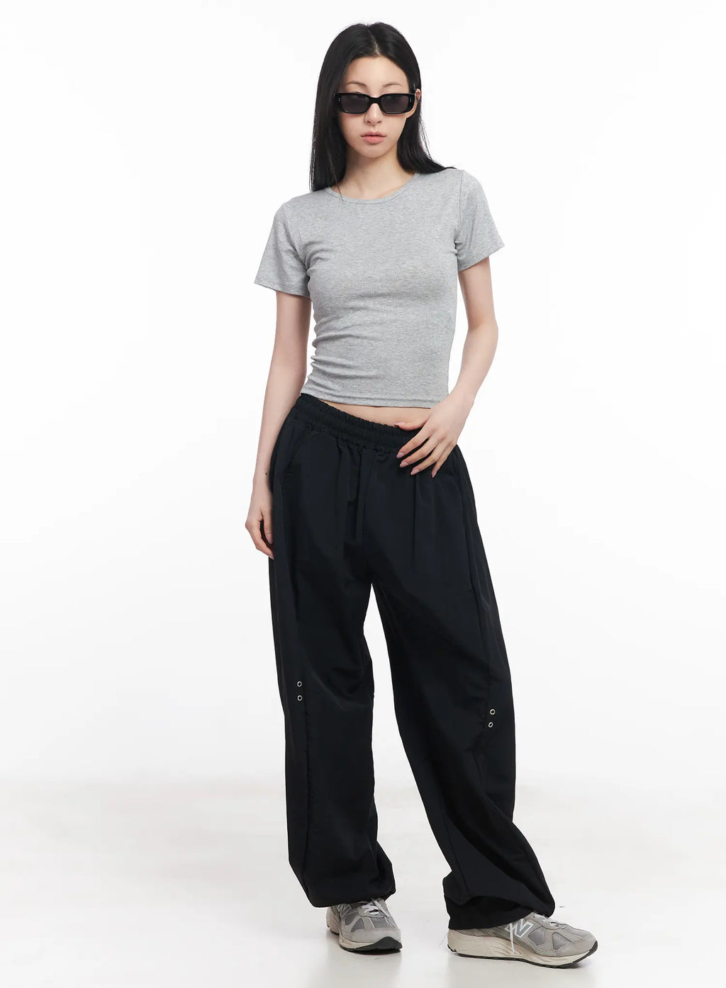 Wide-Leg Eyelet Nylon Pants CU511