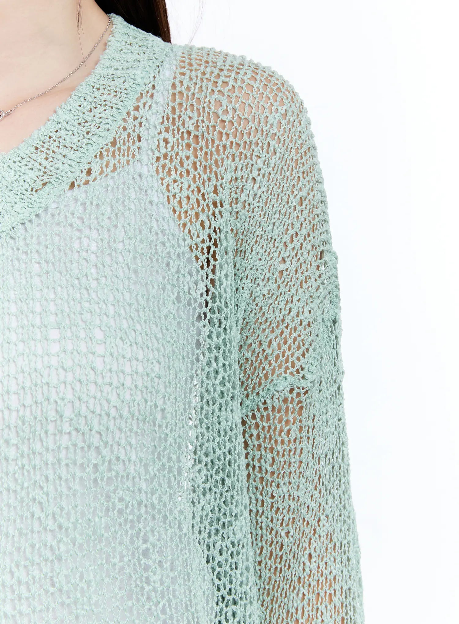 Sheer V-Neck Sweater CU513