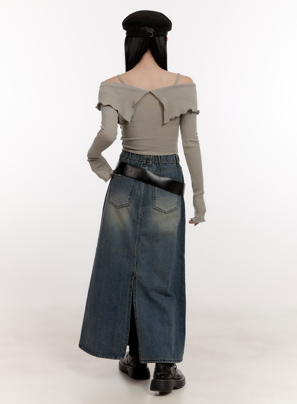 Strapped Off-Shoulder Long-Sleeve Crop Top CJ529