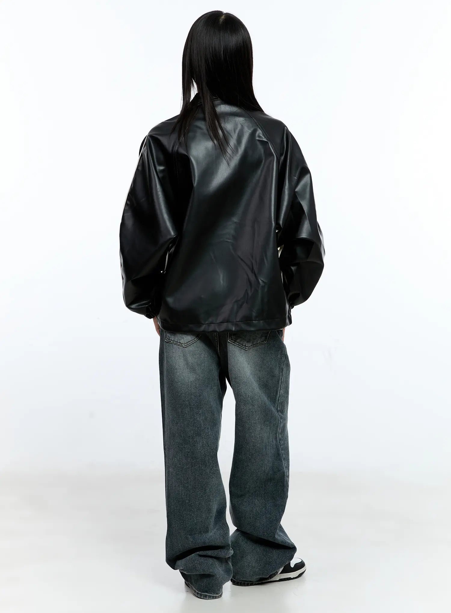 Two-Tone Faux Leather Jacket CG511