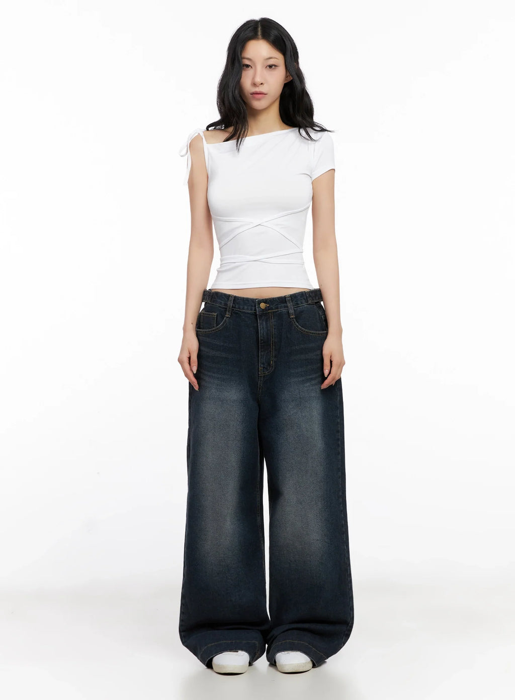 Asymmetric Strap Off-Shoulder Top IG508