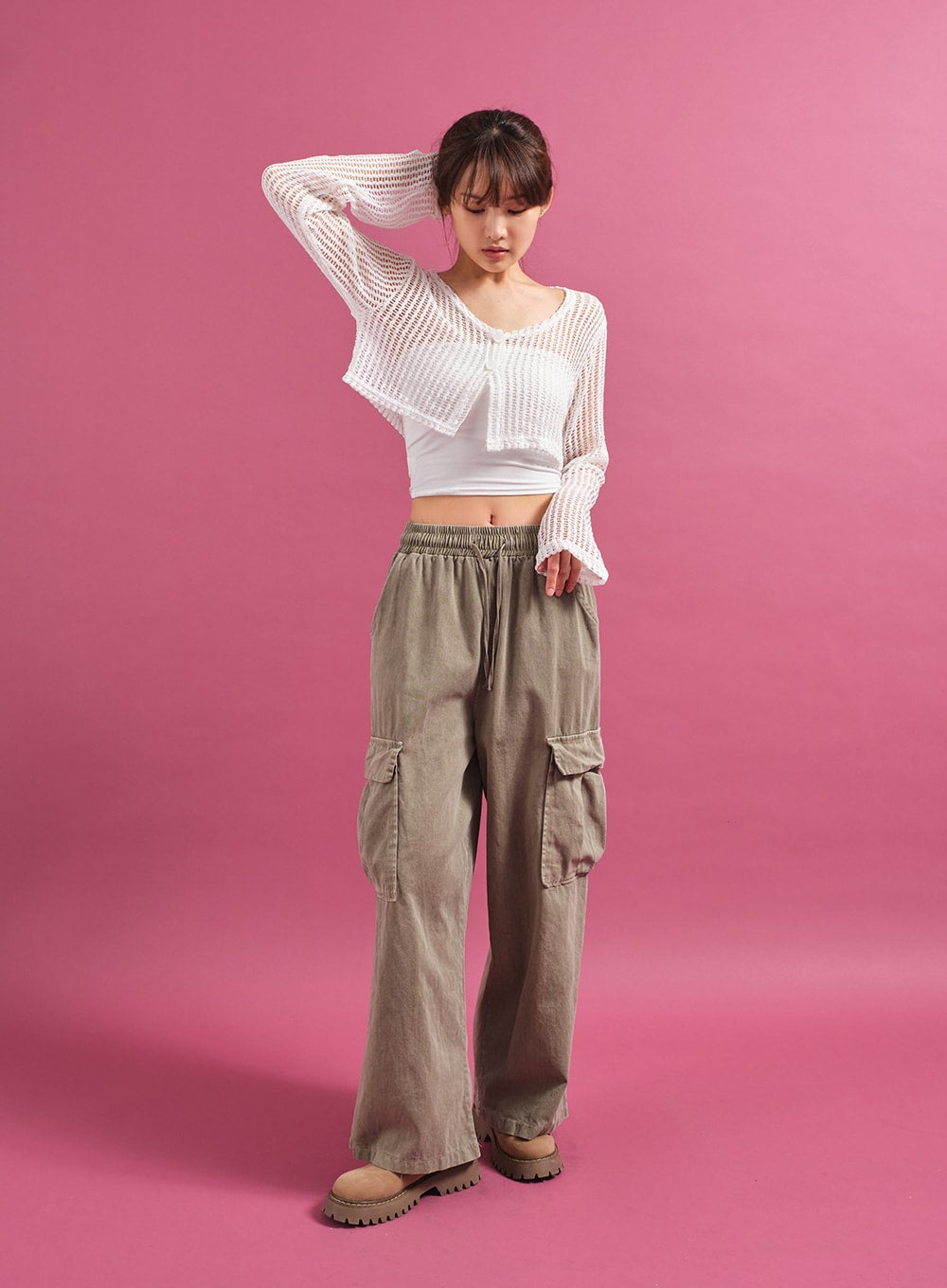 Sheer Mesh Crop Cardigan CY17