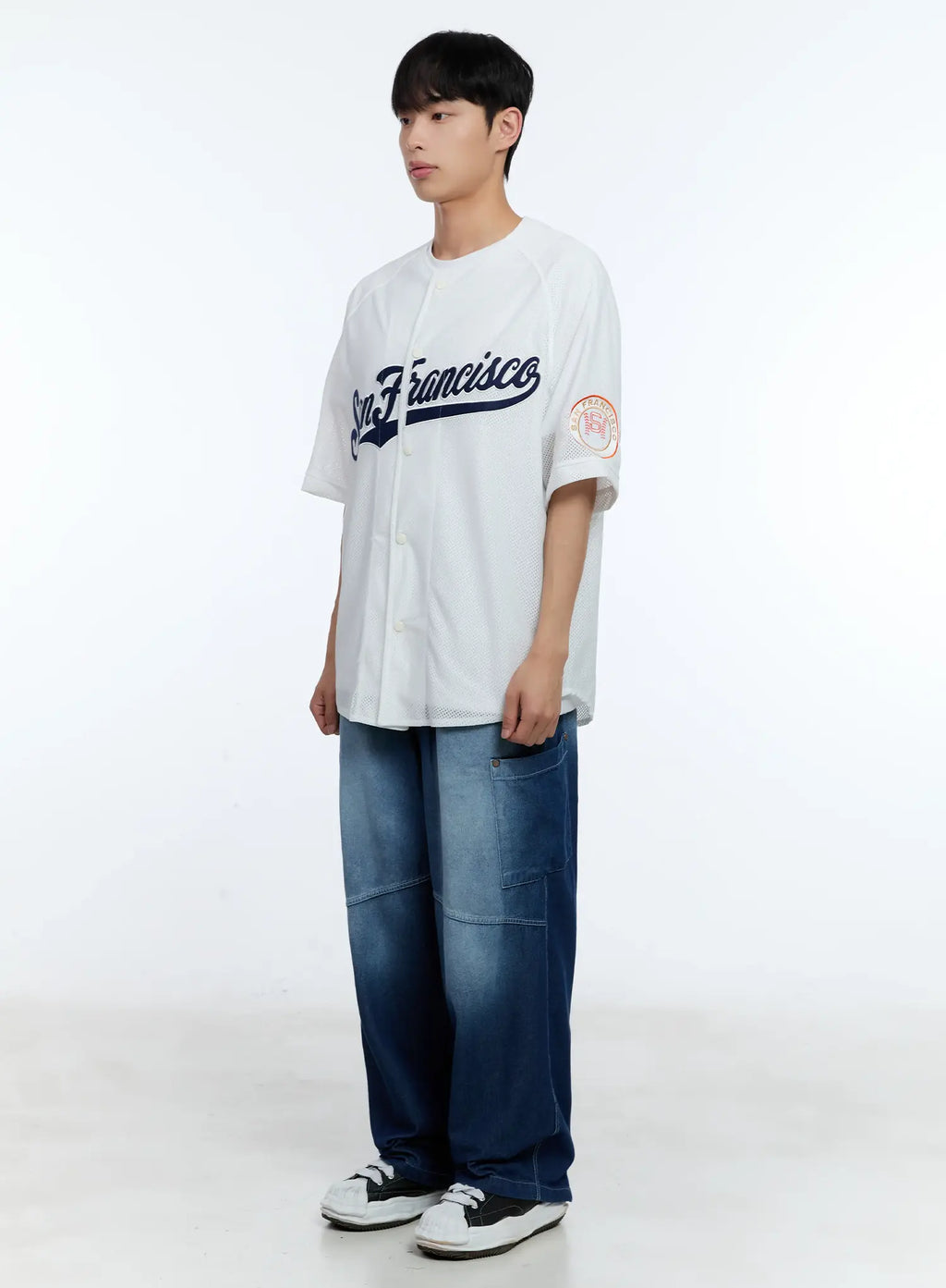 Men's Rivet Detail Wide Jeans IL517