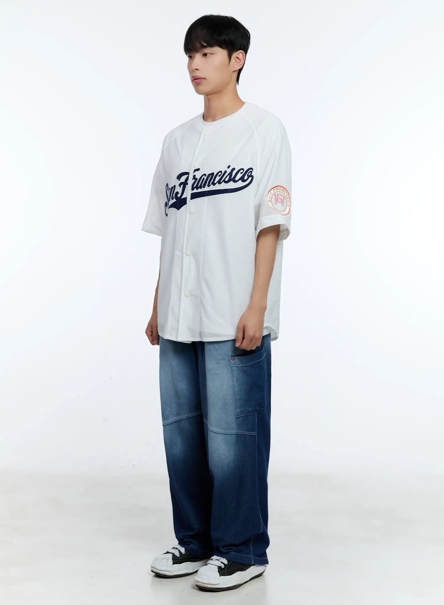 Men's Rivet Detail Wide Jeans IL517