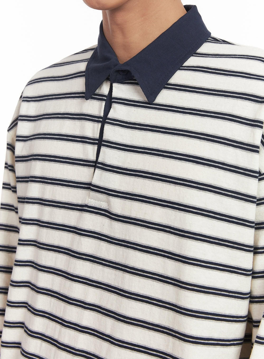 Men's Striped Long Sleeve Polo Shirt IA511