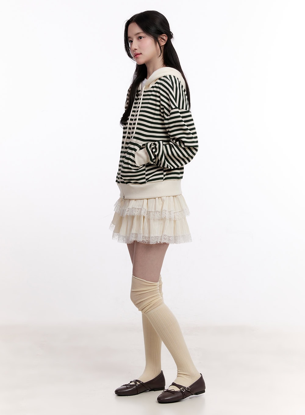 Stripe Zip-Up Hooded Knit Jacket CM527