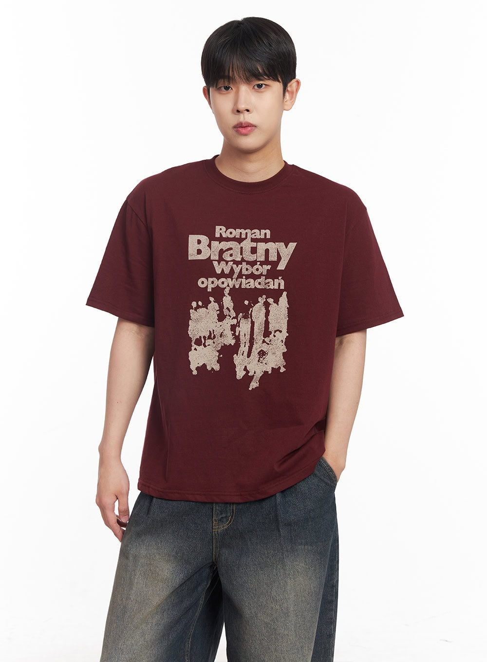 Men's Loose-Fit Round-Neck Graphic T-Shirt IY522