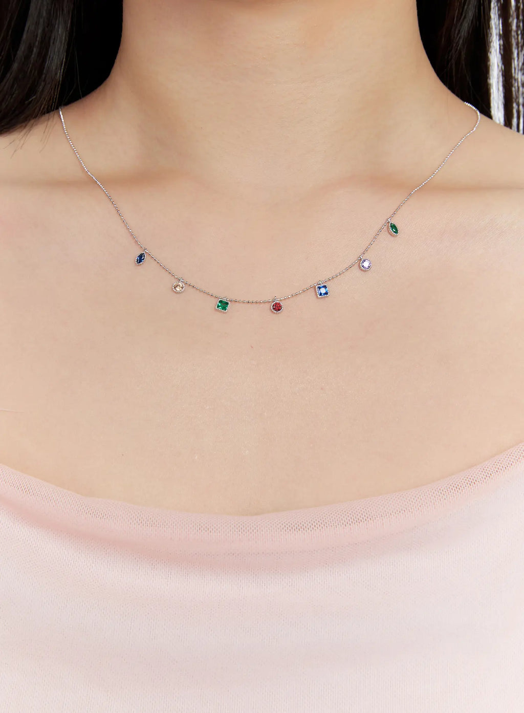 Rainbow Cubic Necklace IS517