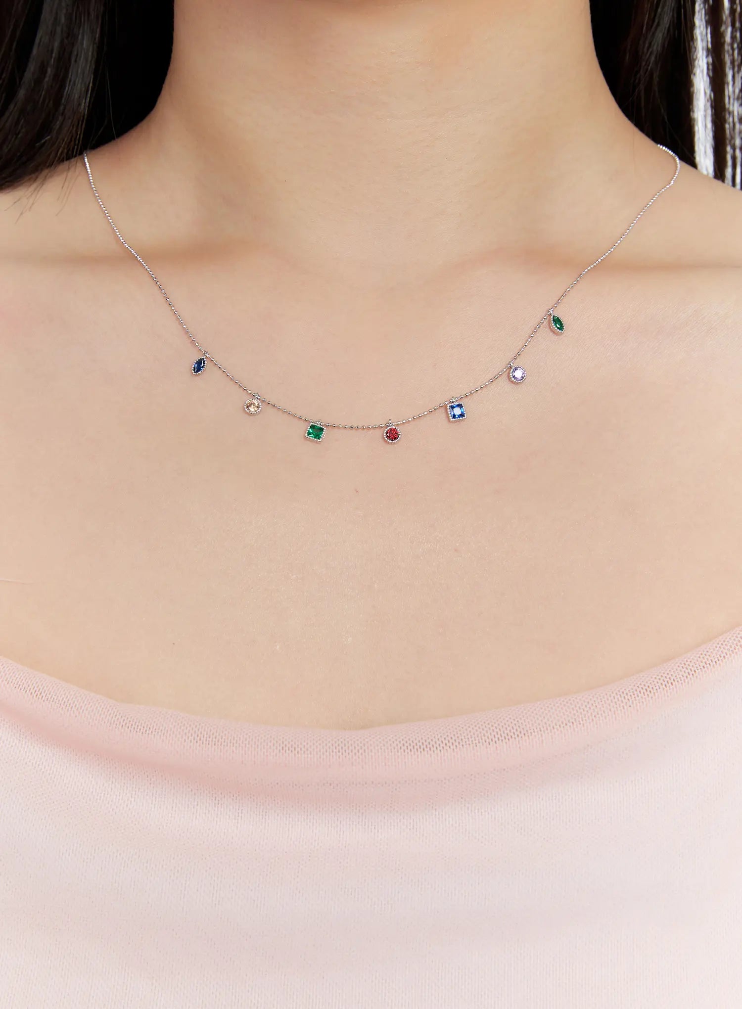 Rainbow Cubic Necklace IS517