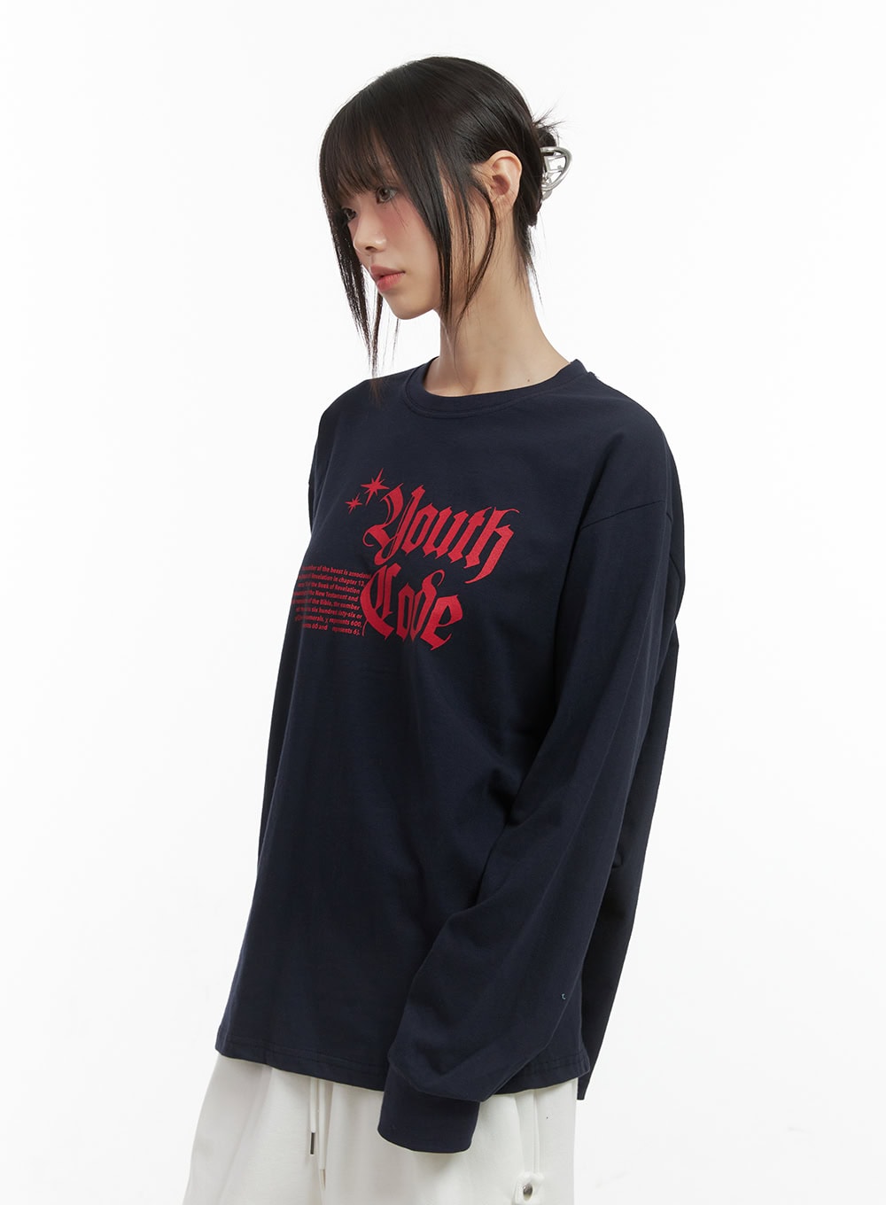 Oversized Lettering Long Sleeve Top CO410