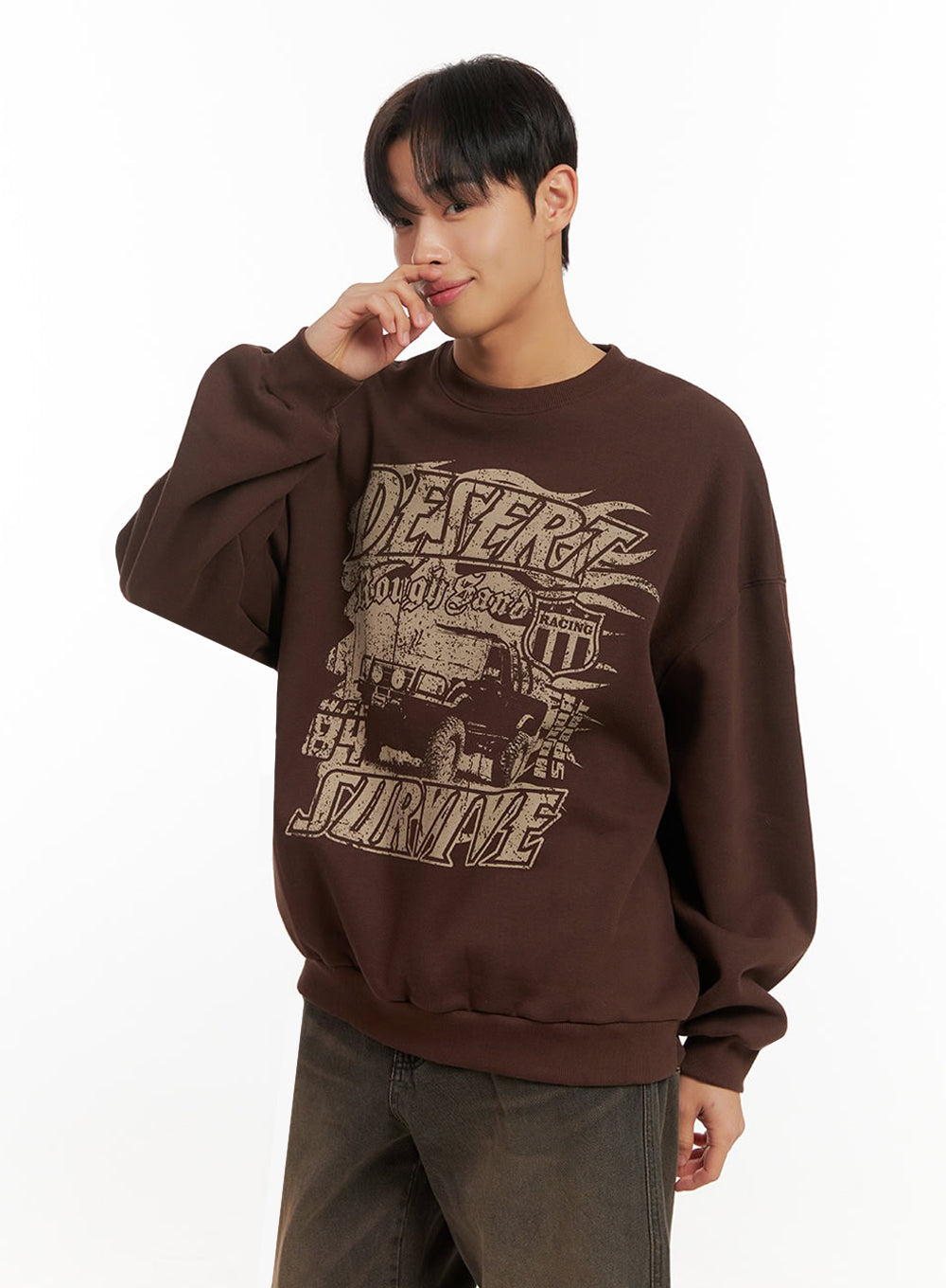 Men's Comfy Loose Fit Cotton Pullover ID413