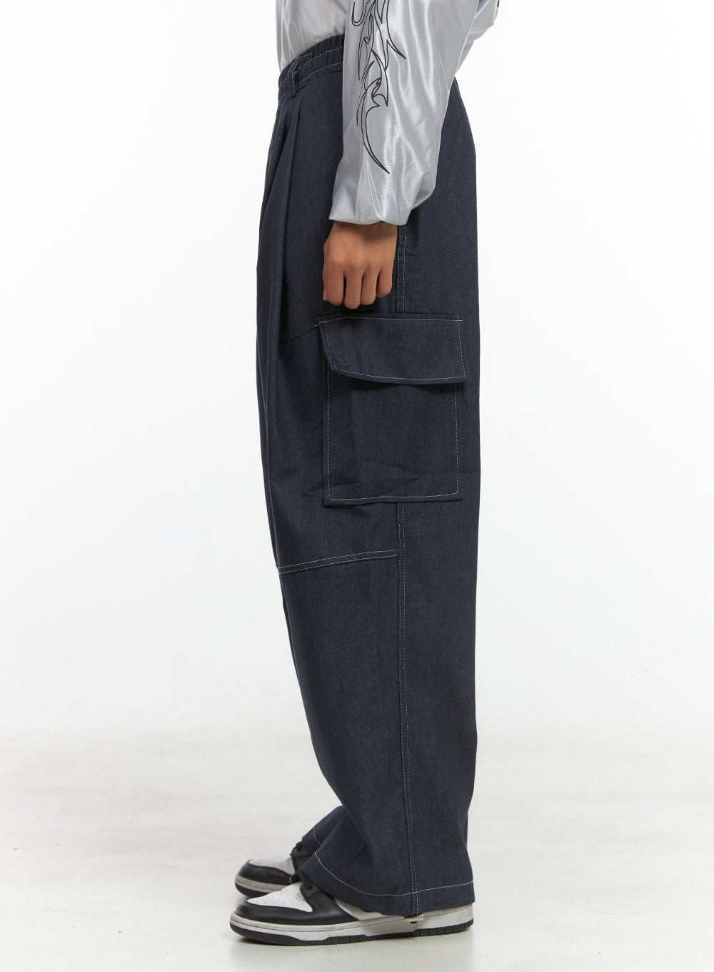 Men's Denim Cargo Stitch Wide Fit Jeans IS419