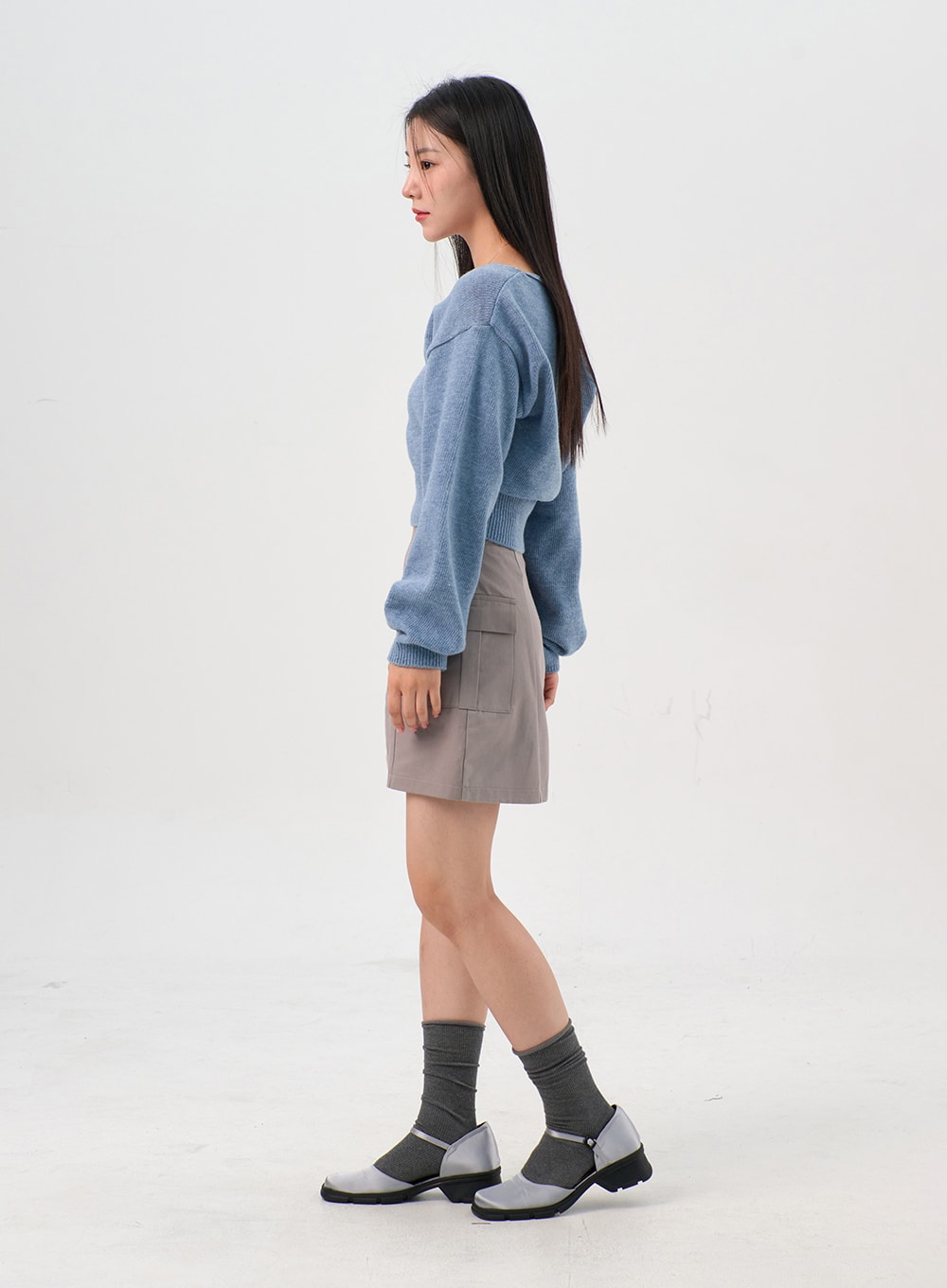 V-Neck Puff Sleeve Sweater OS302