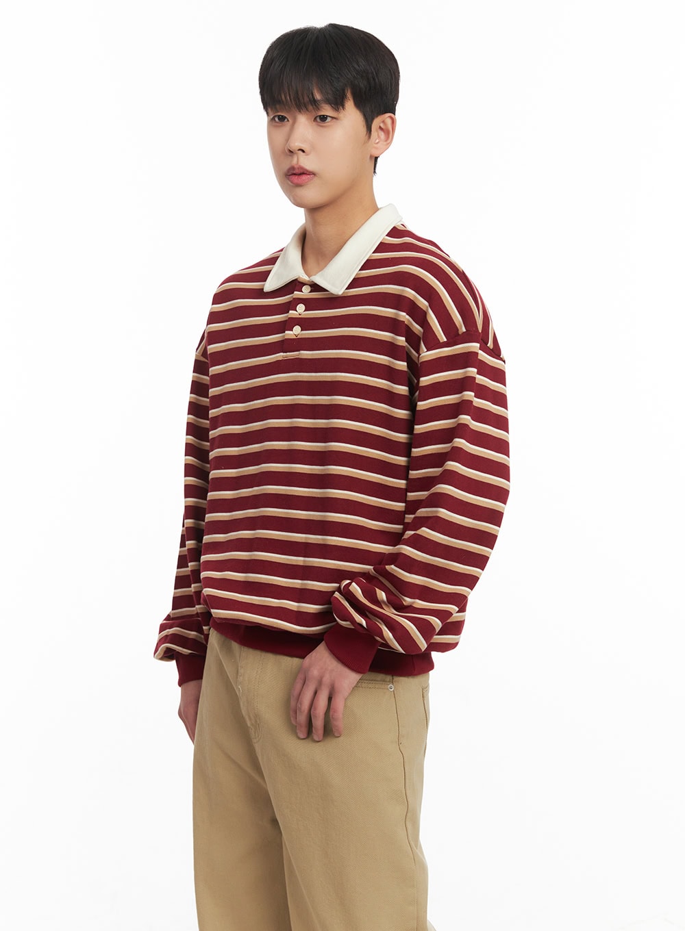 Men's Striped Collared Sweatshirt IM514