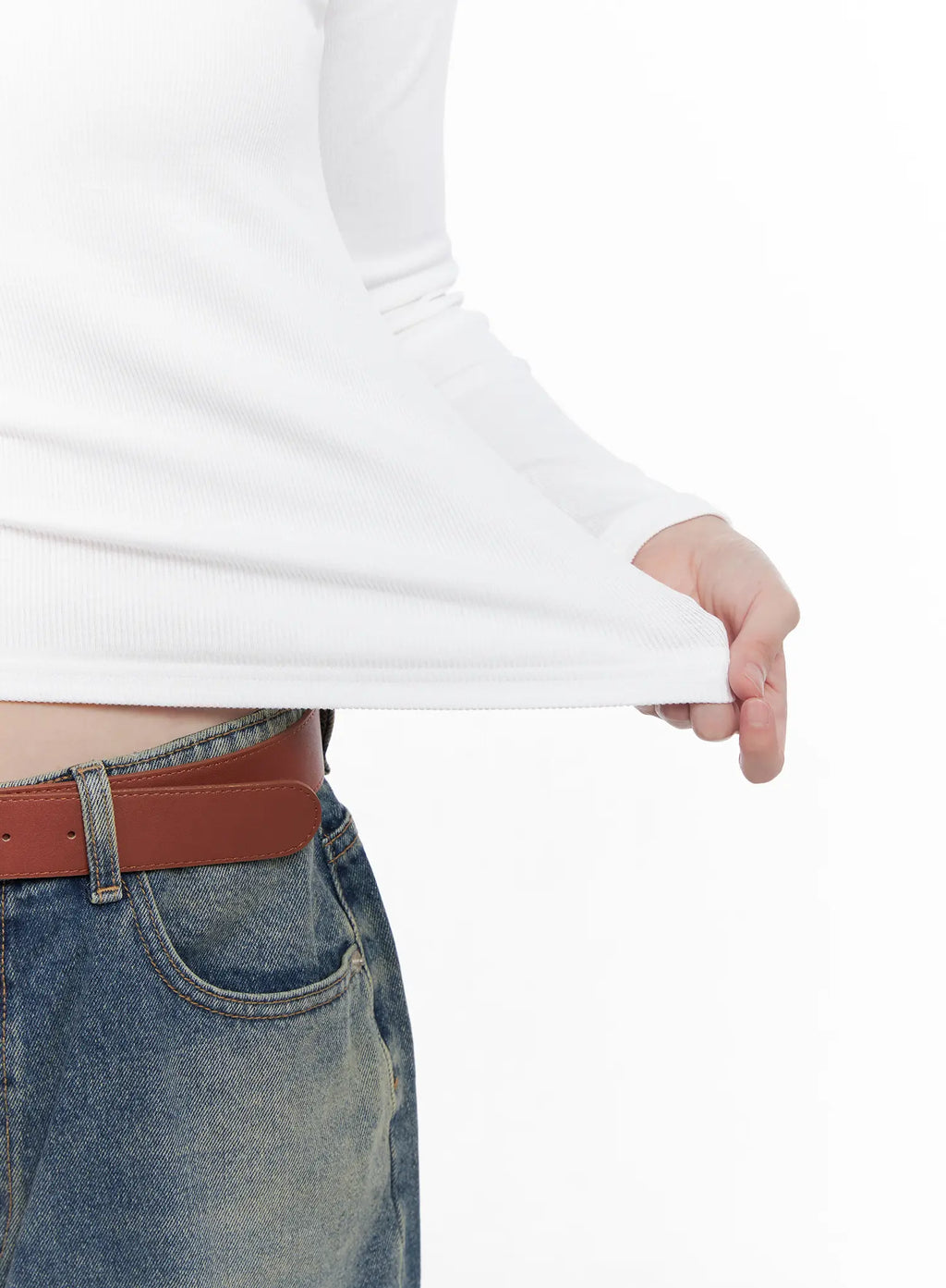 Ribbed Cut-Out Long Sleeve Top CG518